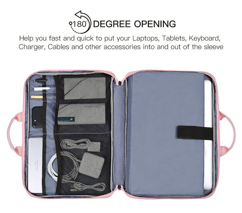 imComor 15.6 Inch Laptop Sleeve TSA Case for Women Ladies Bag for Macbook Pro 16" M4 M3 M2 M1, Lenovo Ideapad 15.6", HP Envy/Victus 15.6, Dell Inspiron 15, Acer Aspire/Nitro 15, ASUS MSI Macbook 15 Case, Pink - Image 2